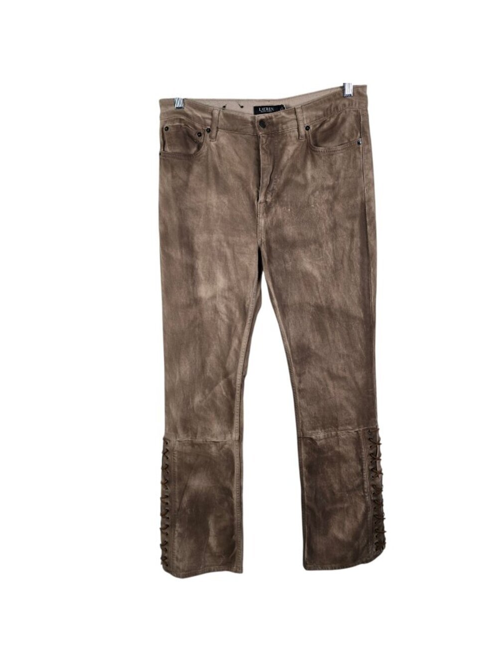 Lauren Ralph Lauren Womens Brown Western Boho Equestrian Lace Up Pants Size 12